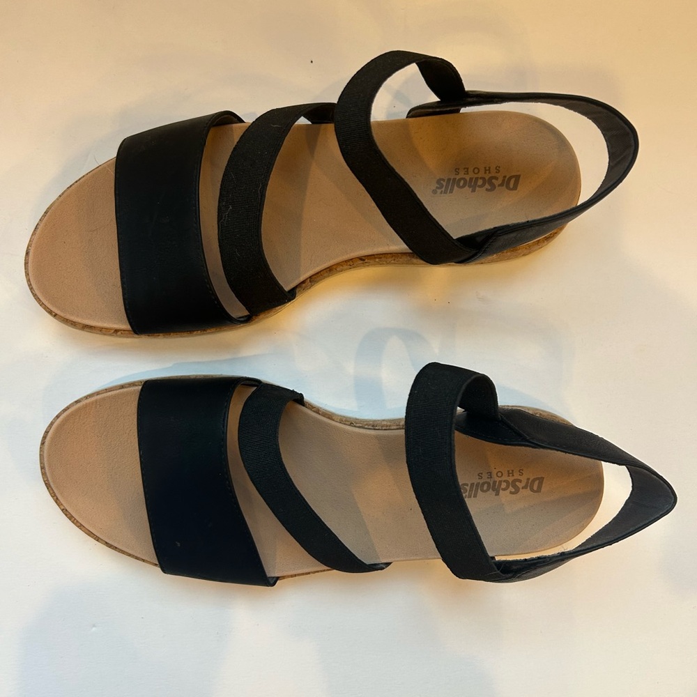 Women’s Black Dr Scholls Comfort Spring Summer Sandals Neoprene Straps Size 8